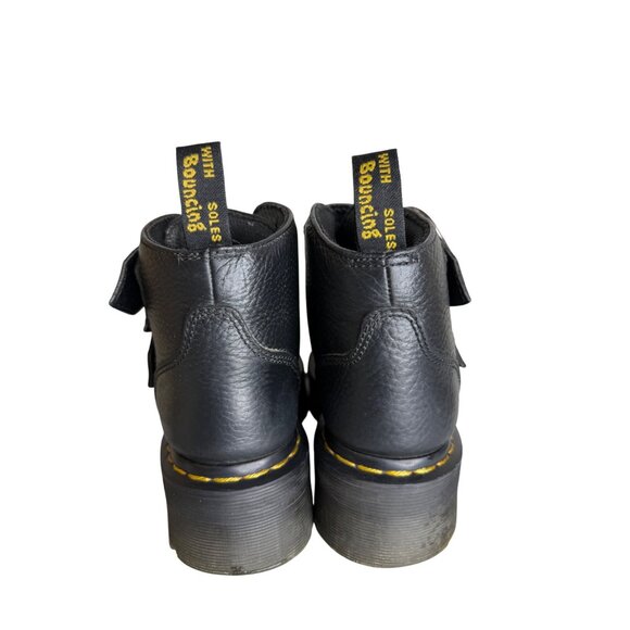 Dr. Martens Devon Heart Leather Boots US 5 Black Pebbled Finish Chunky Platform - Picture 5 of 8